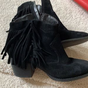 Black booties with flare